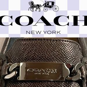 Coach women’s bronze textured loafers with ID silver accent